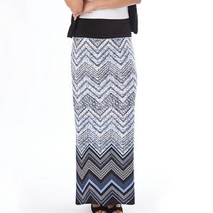 Blue, Black, White Maxi Skirt Unique Stripe Print Apt. 9
